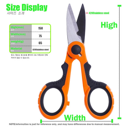 420 Stainless Steel Fishing Scissor Accessories Electrician Portable Scissors Plier Cut PE Braid Line Lure Carp Fishing Tools