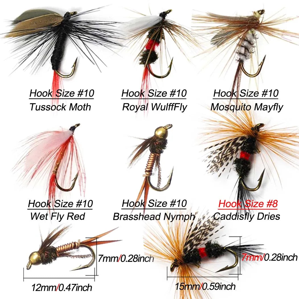 6Pcs/Box Fly Fishing Lure Insects Different Mixed Styles Flies Fishing For Trout Nymph Dry Flies Fly Fishing Lures