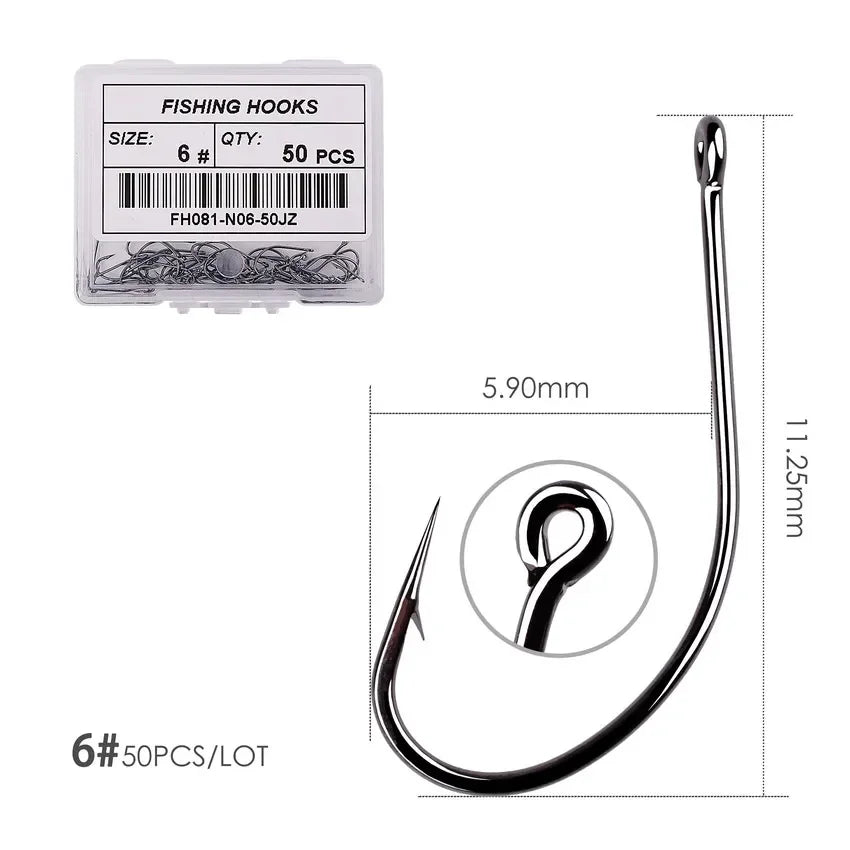 50pcs 10pcs High Carbon Steel Fish Hook Efficiency Barbed Carp Fishhooks with Hole Jig Carp Fly Fishing Hook Worm Pesca Tackle