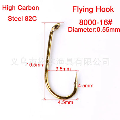 20pcs/lot High Carbon Steel Fishing Hooks Fly fishing 8#12#14#16# artificial gold Color single Carp hook Sea Tackle Accessories