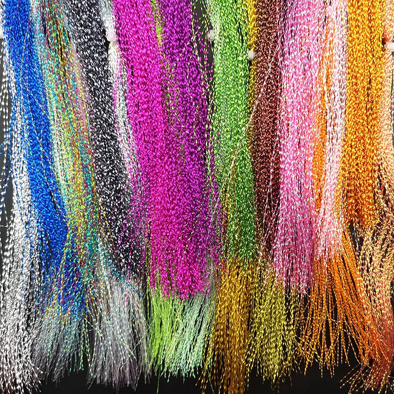 lunker fly fishing tinsel twisted strand string line tying flash crystal shining diy material assist hooks lure flies