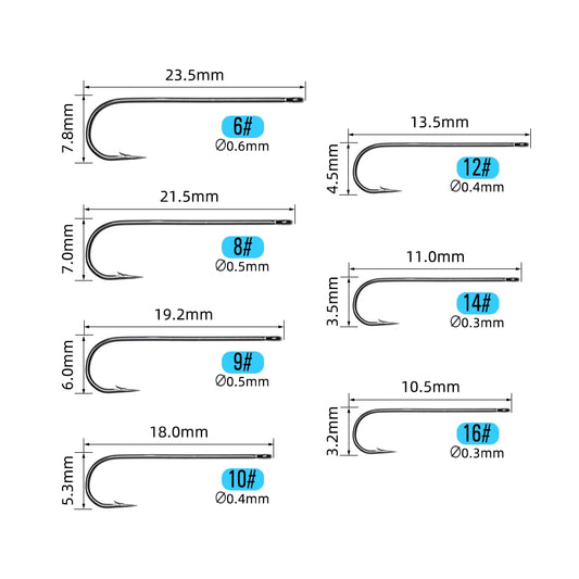 ICERIO 50PCS Aberdeen Long Shank Fish Hook Saltwater Fresh Water Fishing Hooks Sabiki Rig Streamer Fly Hook Size 10 4 2 2/0 3/0