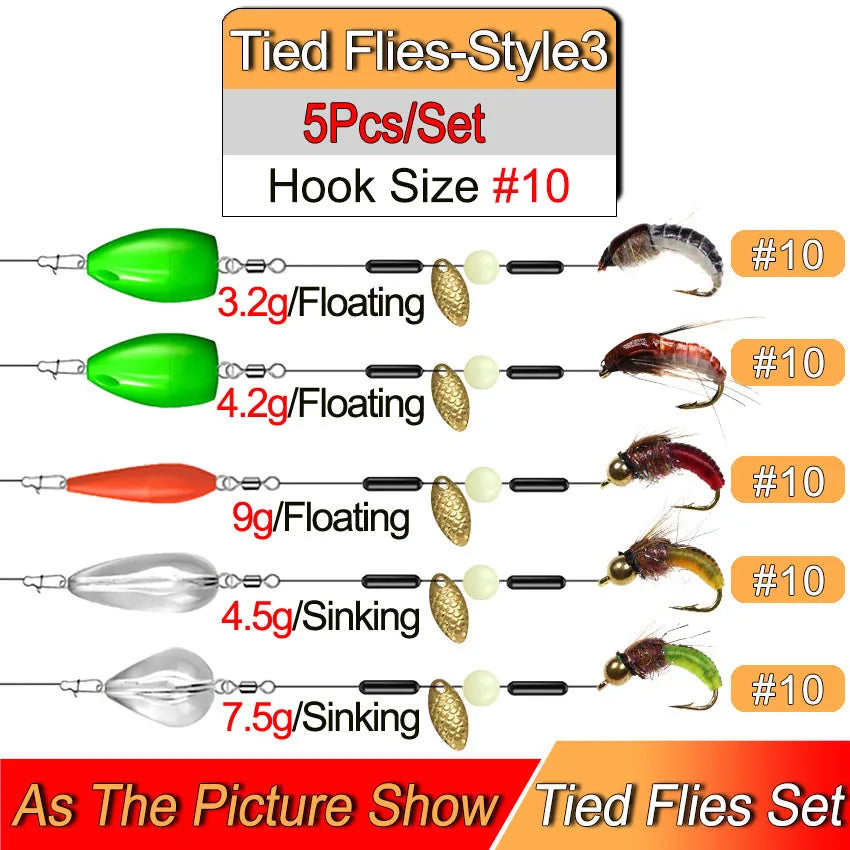 Ready Tied Flies Set with Spinners Spoon/Thrower For Trout Fishing for Fly Fishing Normal Rod/Reel Fishing Lure Artificial Bait