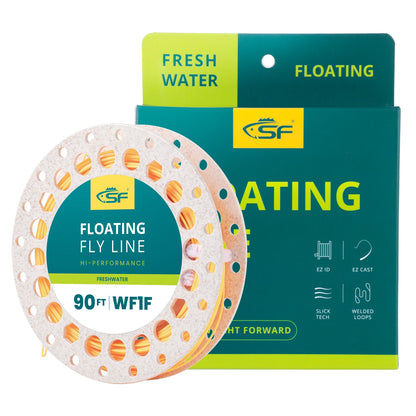 SF 90FT All-Viz Bi-Colour Fly Fishing Line WF2 3 4 5 6 7 8F Weight Forward Floating Fly Line with Welded Loop