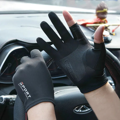 Ice Silk High-elastic Sunscreen Breathable Half-finger Gloves For Men&Women 1Pair Outdoor Thin Cycing Driving Fishing Gloves