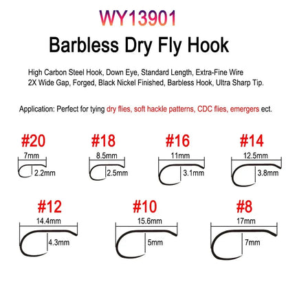 Vampfly 50pcs/Pack Barbed and Barbless Fishing Fly Tying Hook Nymphs Pupa Egg Fly Dry Fly Wet Fly Hook 60° Angle Jig Nymph Hook