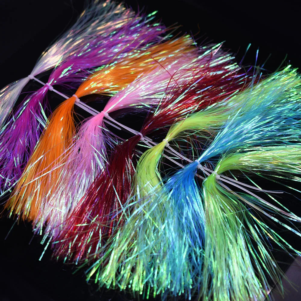 MNFT 2Packs 1mm Width Rainbow Corrugated Gliss Strands Simulates Fish Scales/Tentacles New Iridescent Flash Fly Tying Material