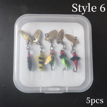 5PCS Bionic Insect Fake Lures Bionic Bee Lures Fly Hook with Wings Scud Fly Bug Insect Bait Artificial Worm Lure Fishing Tackle