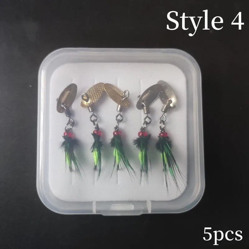 5PCS Bionic Insect Fake Lures Bionic Bee Lures Fly Hook with Wings Scud Fly Bug Insect Bait Artificial Worm Lure Fishing Tackle