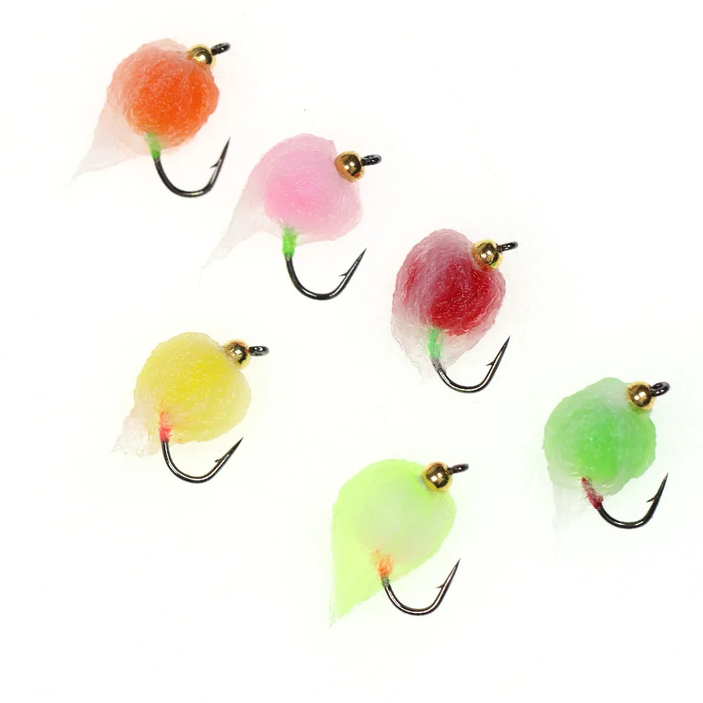 Vtwins Bead Head Glo Bug Salmon Egg Fly Salmon Fish Roe Wet Flies Fast Sinking Trout Lure Steelhead Fishing Artificial Bait Lure