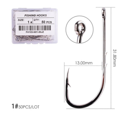 50 / 20 pcs Barbed Fishing Hooks Sea Worm Carp Single Circle Hook Set Fly Fishing Accessories Tackle Carbon Steel Fishhook