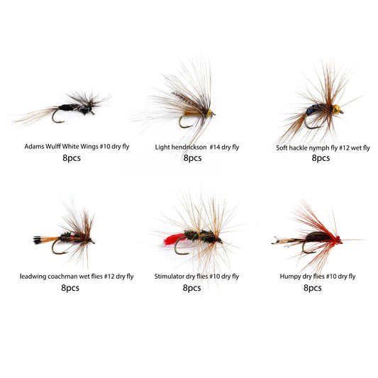 Goture 48/96/150pcs Fishing Flies Kit Handmade Fly Fishing Lure Wet Fly Nymph Flies Artificial Bait for Trout  Fishing Tackle