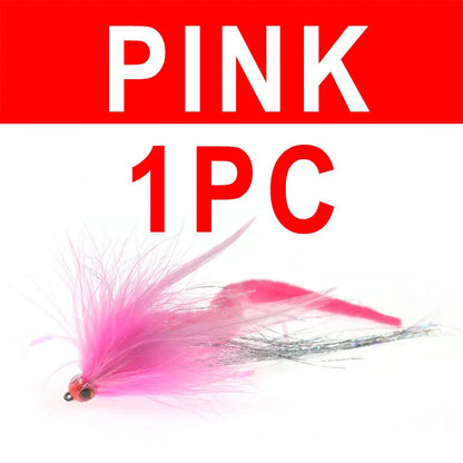 Bimoo 1PC 2PCS Dragon Tails Pike Streamers Bass Pike Muskie Fishing Lure Fly Saltwater Baitfish Big Fishing Dragontail Flies