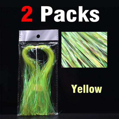 MNFT 2Packs 1mm Width Rainbow Corrugated Gliss Strands Simulates Fish Scales/Tentacles New Iridescent Flash Fly Tying Material