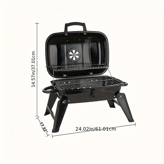 Bongry Portable Charcoal Grill - Iron BBQ Grill，Powder Coating - Food Contact Safety，Outdoor Picnic