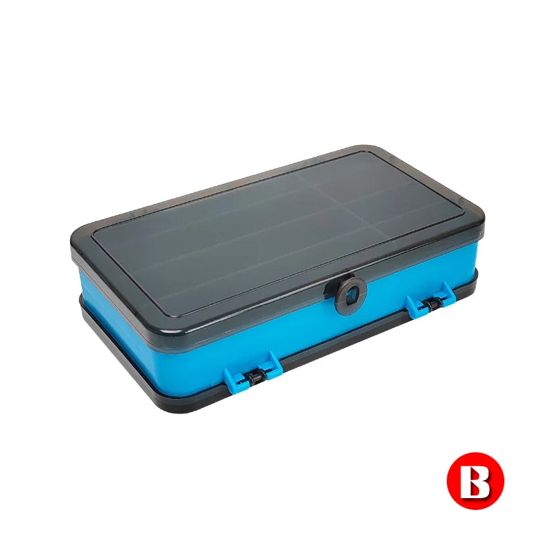 Double Sided Tackle Box, 24-36 Compartments Portable Fishing Box with Adjustable Dividers for Easy Bait & Lure Organization, ABS