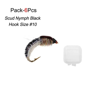 6/12Pcs #10 Caddis Pupae Nymph Fly Trout Fishing Bait Artificial Insect Lures Fishing Hook Baits