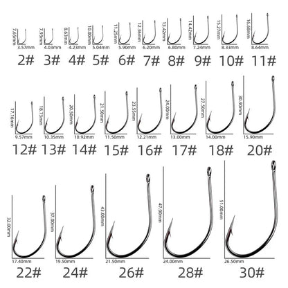 50pcs 10pcs High Carbon Steel Fish Hook Efficiency Barbed Carp Fishhooks with Hole Jig Carp Fly Fishing Hook Worm Pesca Tackle