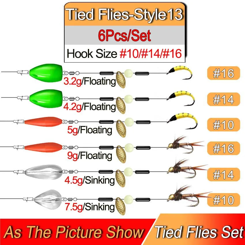 Ready Tied Flies Set with Spinners Spoon/Thrower For Trout Fishing for Fly Fishing Normal Rod/Reel Fishing Lure Artificial Bait