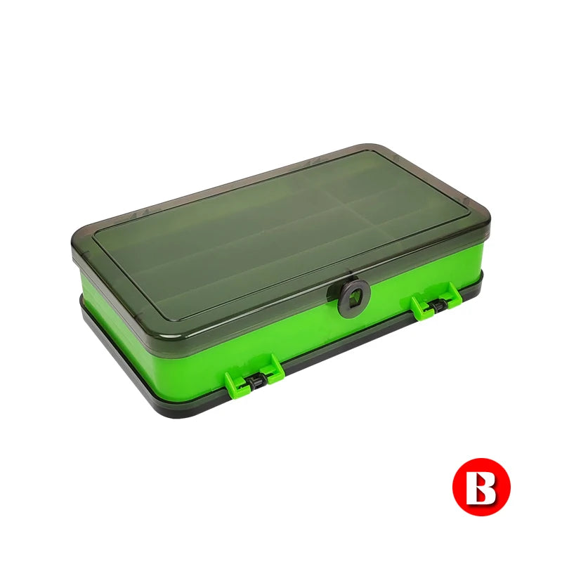 Double Sided Tackle Box, 24-36 Compartments Portable Fishing Box with Adjustable Dividers for Easy Bait & Lure Organization, ABS