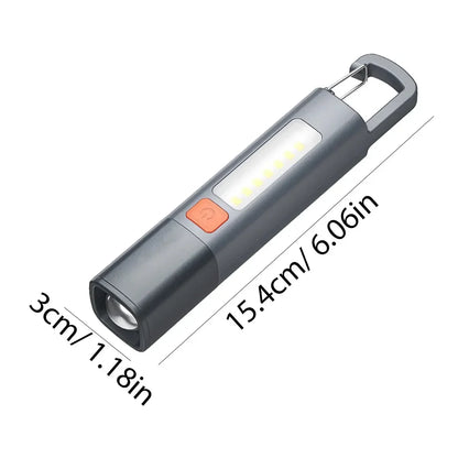 Strong Lighting ABS Flashlamp USB Charging Portable Outdoor Small Flashlight Camping Hanging Lamp Telescopic Focus COB Side Lamp