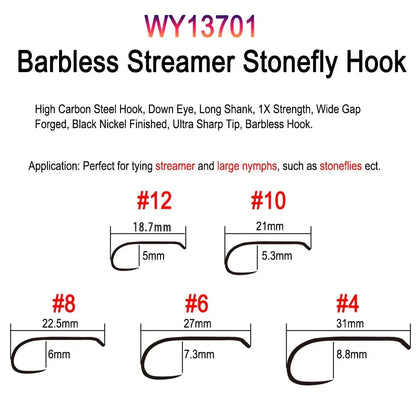 Vampfly 50pcs/Pack Barbed and Barbless Fishing Fly Tying Hook Nymphs Pupa Egg Fly Dry Fly Wet Fly Hook 60° Angle Jig Nymph Hook