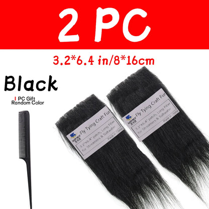 WIFREO 2PC Fly Tying Long Hairy Craft Fur Artificial Synthetic Fluffy Fiber Fly Body&Tail Materials For Pike Bass Saltwater Fly