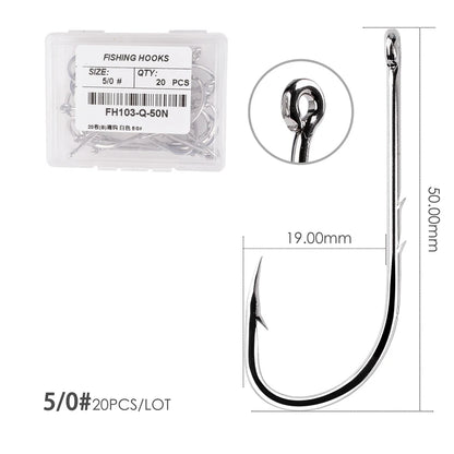 50 / 20 pcs Barbed Fishing Hooks Sea Worm Carp Single Circle Hook Set Fly Fishing Accessories Tackle Carbon Steel Fishhook