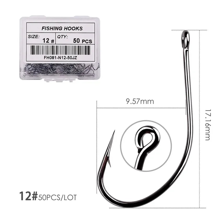 50pcs 10pcs High Carbon Steel Fish Hook Efficiency Barbed Carp Fishhooks with Hole Jig Carp Fly Fishing Hook Worm Pesca Tackle