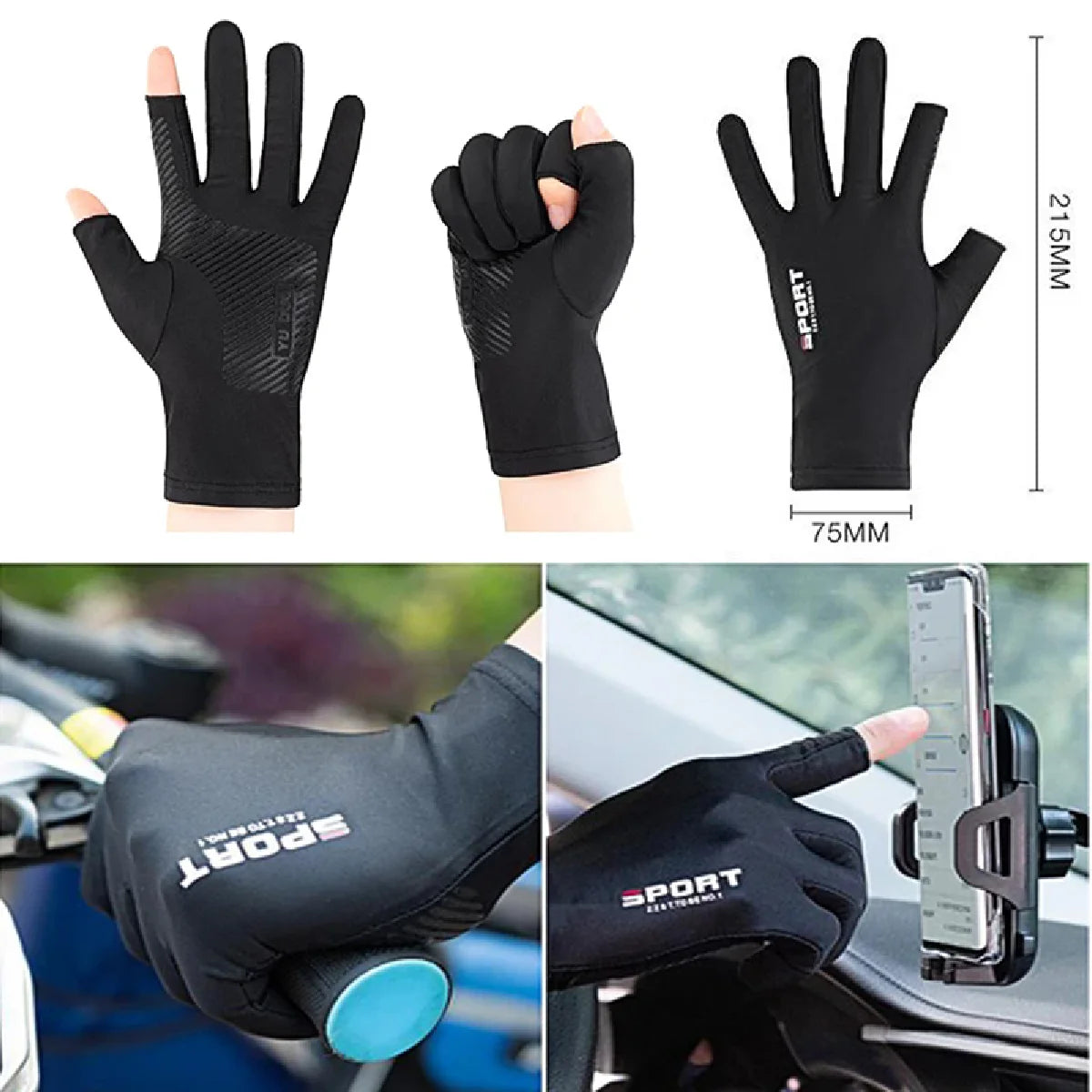 1 Pair Outdoor Sport Fishing Gloves Touch Screen Thin Anti Uv Protective Gear Motorcycle Racing Gloves Ice Slip Breathable