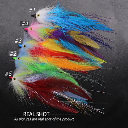 Bimoo 1PC #2/0 New Trout Steelhead Salmon Pike Streamer Fly for Seawater Fly Fishing Flies Lure Conehead Tube Flies Big Streamer