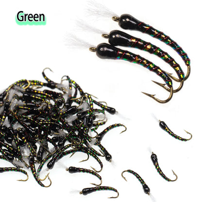 Epoxy Midges Nymph Flies Brass Bead Head Buzzer Midge Barbed Bronze Fly Hook Fly Fishing Trout Fishing Lure Baits Fishing Tackle