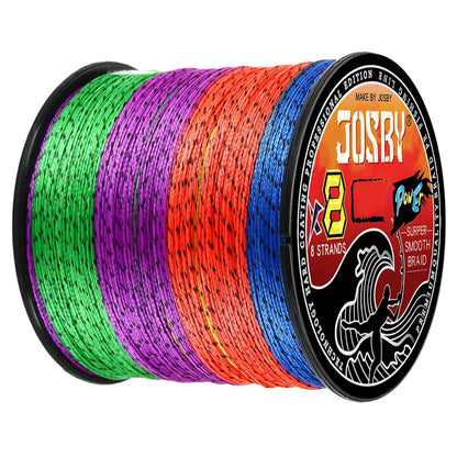 JOSBY Japan 8X 8 Strands Braided Fishing Line 100M 300M 500M Multifilament Speckled PE Wire Fly Sea Saltwater Freshwater Pesca