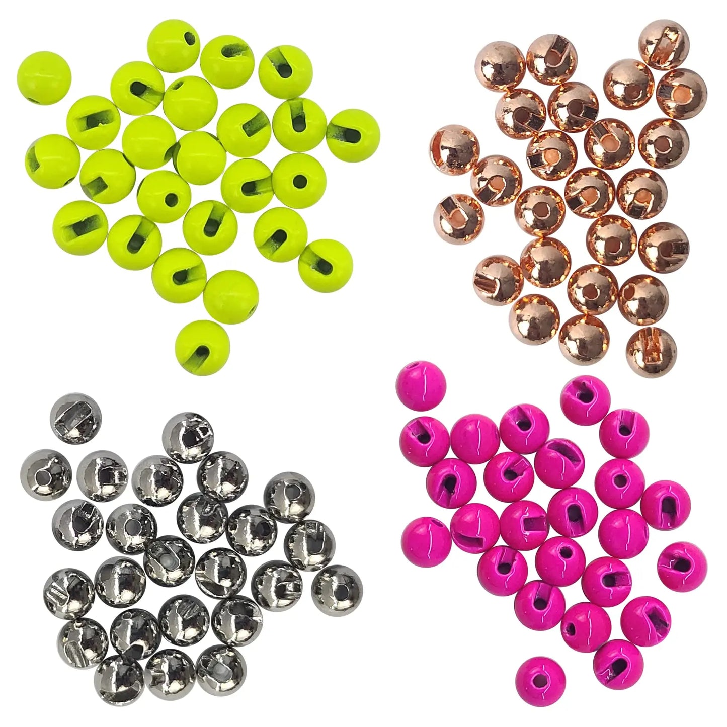 Aventik 25pc 2.5-4.5mm Fly Tying Head Slotted Tungsten Beads Fly Tying Material Nymph Head Ball Fishing Accessory