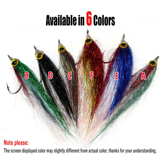 Wifreo 6pcs Wounded Ice Dub Minnow Fly Fishing Flies Realistic Baitfish Lures For Salmon Trout Sea Bass Steelhead