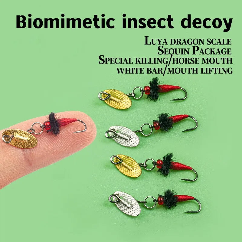 5PCS Bionic Insect Fake Lures Bionic Bee Lures Fly Hook with Wings Scud Fly Bug Insect Bait Artificial Worm Lure Fishing Tackle