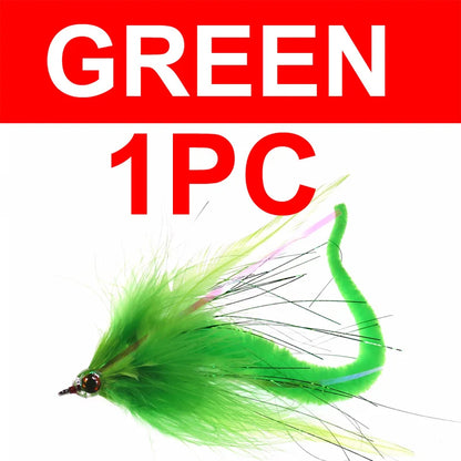 Bimoo 1PC 2PCS Dragon Tails Pike Streamers Bass Pike Muskie Fishing Lure Fly Saltwater Baitfish Big Fishing Dragontail Flies