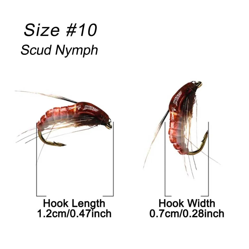 6/12Pcs #10 Caddis Pupae Nymph Fly Trout Fishing Bait Artificial Insect Lures Fishing Hook Baits