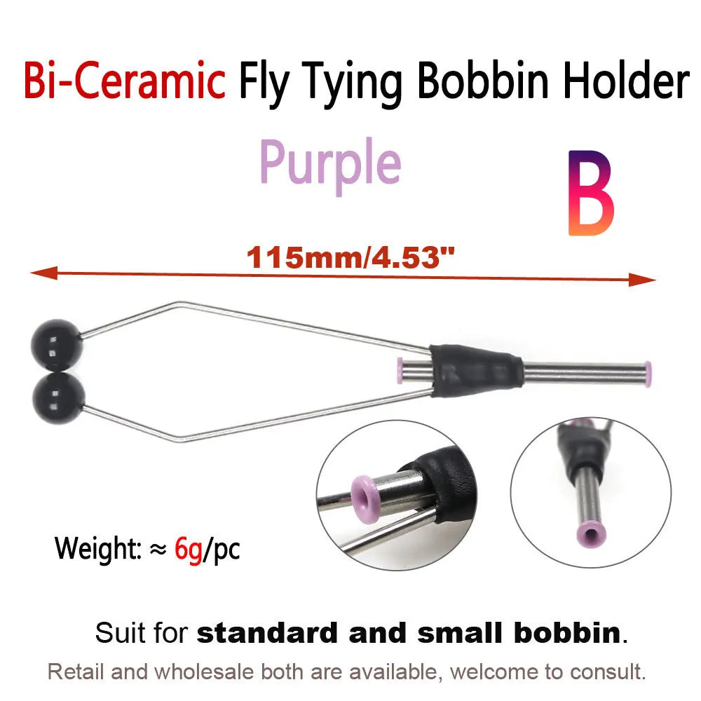 Bimoo Tungsten Steel/ Bi-ceramic Tip Fly Tying Bobbin Holder Standard & Small Thread Bobbin Fishing Fly Lure Baits Making Tools