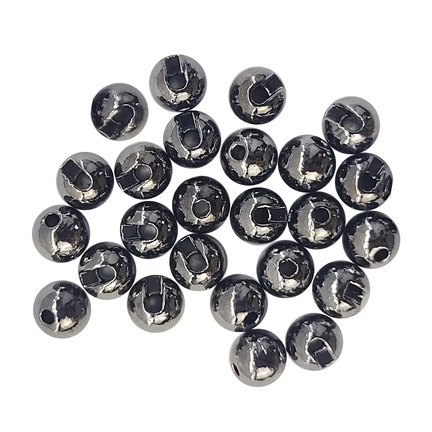 Aventik 25pc 2.5-4.5mm Fly Tying Head Slotted Tungsten Beads Fly Tying Material Nymph Head Ball Fishing Accessory