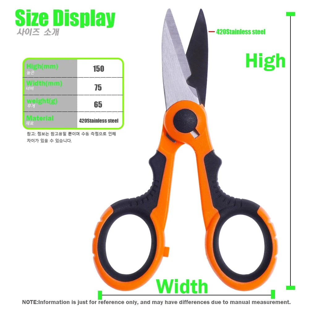 Fishing Scissors Stainless Steel Precision Fishing Line Cutter Non-slip Handle Protective Sleeve Woven Fishing Line Scissors