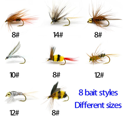 MNFT 32Pcs Fishing Fly Set Box Dry Wet Nymph Streamers Fly Assortment Salterwater Fishing Lure