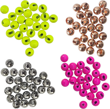 Eupheng 25PC Slotted Tungsten Beads Fly Tying Bead Ball for Nymph Trout Carp 2.5mm/3.0mm/3.5mm/4.0mm Fly Fishing Materials