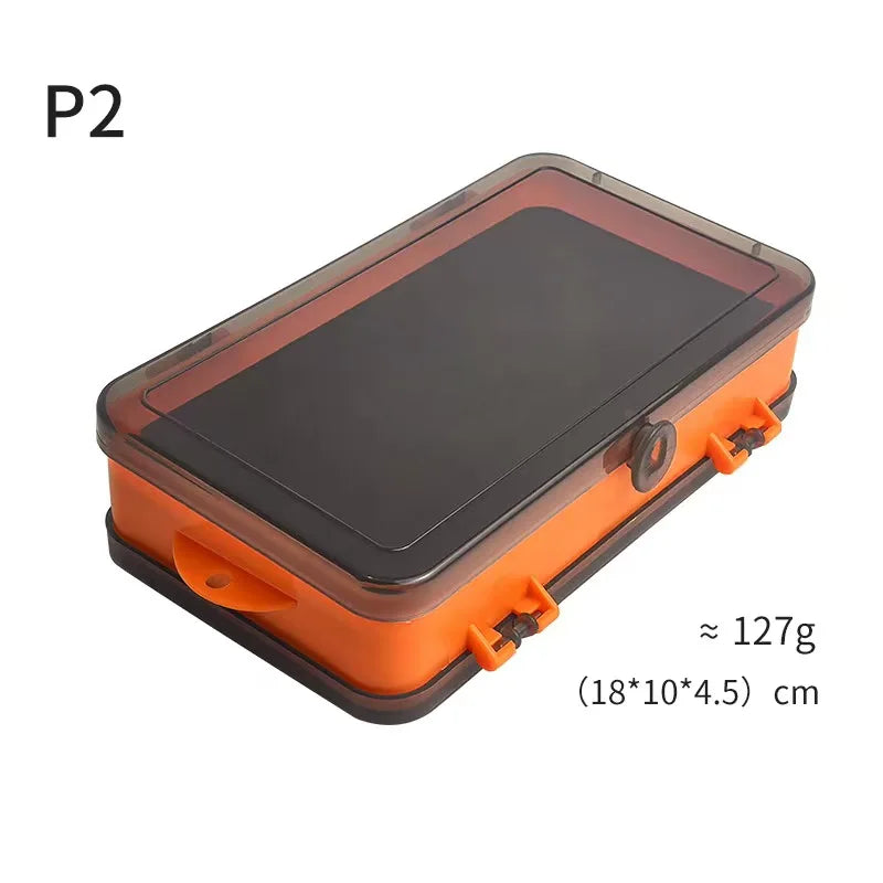 Double Sided Tackle Box, 24-36 Compartments Portable Fishing Box with Adjustable Dividers for Easy Bait & Lure Organization, ABS