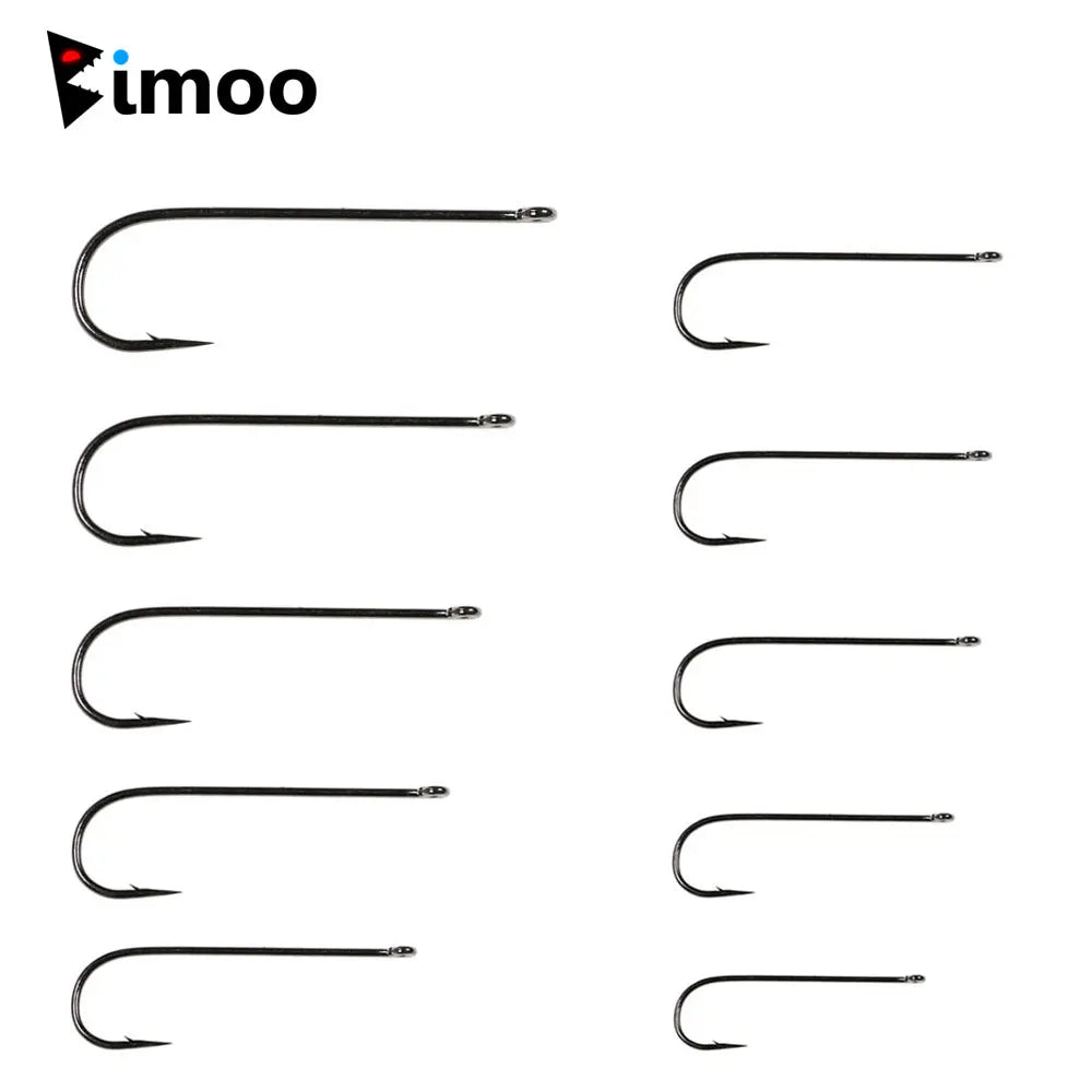 Bimoo 50PCS Aberdeen Long Shank Fish Hook Saltwater Fresh Water Fishing Hook Sabiki Rig Streamer Fly Hook Size 10 4 2 2/0 3/0