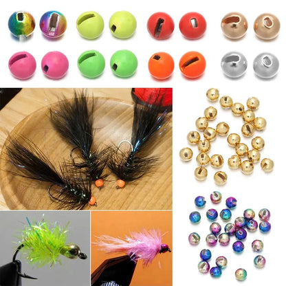 25Pcs/lot Nice-Designed Slotted Tungsten Beads Fly Tying Beads Tungsten Fly Tying Material 2.5mm/3.0mm/3.5mm/4.0mm Fishing Tools