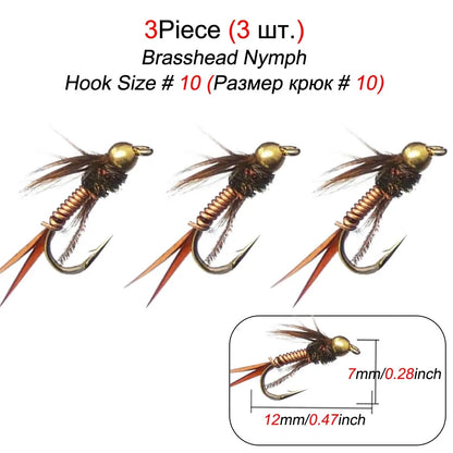 3Pcs Wet Fly Flies for Trout Fishing Flies Artificial Insect Hook Bait Mosquito Fly Fishing Trout Lures
