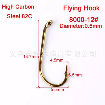 20pcs/lot High Carbon Steel Fishing Hooks Fly fishing 8#12#14#16# artificial gold Color single Carp hook Sea Tackle Accessories