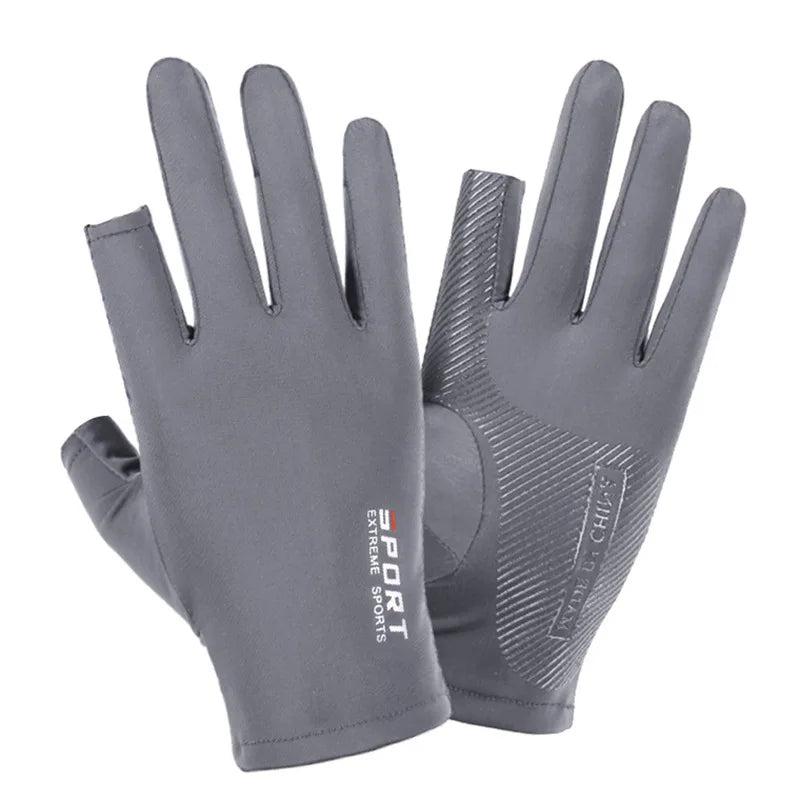 Ice Silk High-elastic Sunscreen Breathable Half-finger Gloves For Men&Women 1Pair Outdoor Thin Cycing Driving Fishing Gloves