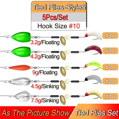 Ready Tied Flies Set with Spinners Spoon/Thrower For Trout Fishing for Fly Fishing Normal Rod/Reel Fishing Lure Artificial Bait